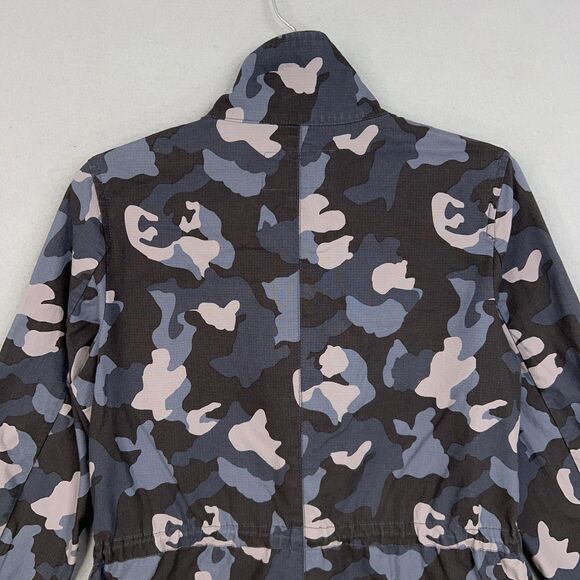 Banana Republic Jacket Womens Small Gray Blue Camo Anorak Utility Ripstop Army - Picture 9 of 15
